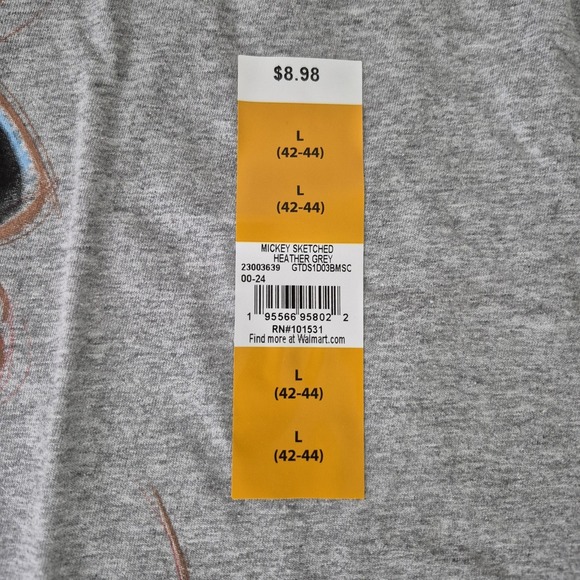 Disney Shirt Mens Large Gray Mickey Mouse Disney 100 Graphic Short Sleeve Tee - Picture 4 of 7